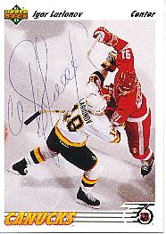 Igor Larionov     Vancouver Canucks    Eishockey Card original signiert 