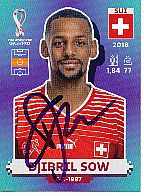 Djibril Sow  Schweiz  Panini  WM 2022  Sticker original signiert 