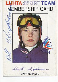 Matti Nykänen  † 2019  Finnland  Skispringen   Membership Card original signiert 