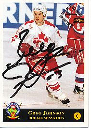 Greg Johnson  † 2019  Kanada  Eishockey  Trading Card original signiert 