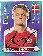 Kasper Dolberg  Dänemark  Panini  WM 2022 Fußball  Sticker original signiert 
