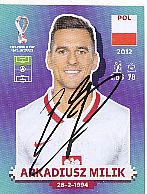 Arkadiusz Milik  Polen  Panini  WM 2022 Fußball  Sticker original signiert 
