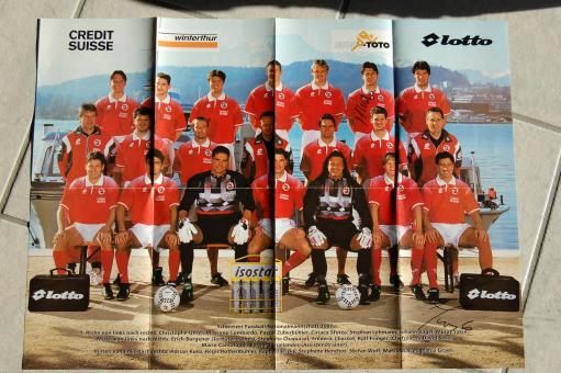 Schweiz  Nationalteam  Mannschaftsposter  Fußball Autogramm 46 x 63 cm Poster original signiert 