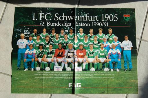 FC Schweinfurt  1990/91  Mannschaftsposter  Fußball Autogramm 42 x 59 cm Poster original signiert 