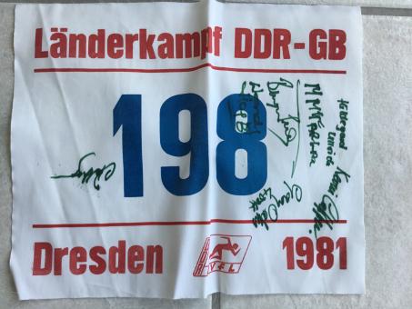 Länderkampf DDR - GB 1981 Leichtathletik Startnummer original signiert 