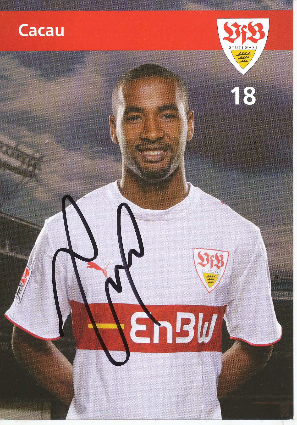 Cacau Autogrammkarte VfB Stuttgart 2009-10 Original Signiert 