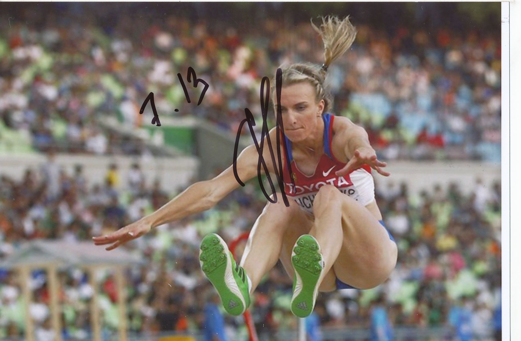 M-12 Olga Kusenkowa Russland WM Silber Leichtathletik Original signiert Foto
