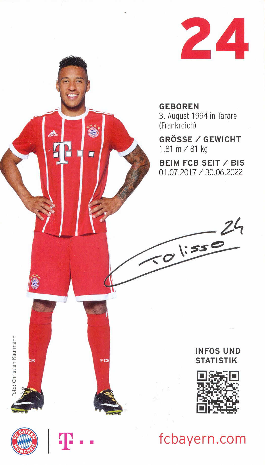 Corentin Tolisso  Autogrammkarte Bayern München 2020-21 Original Signiert 