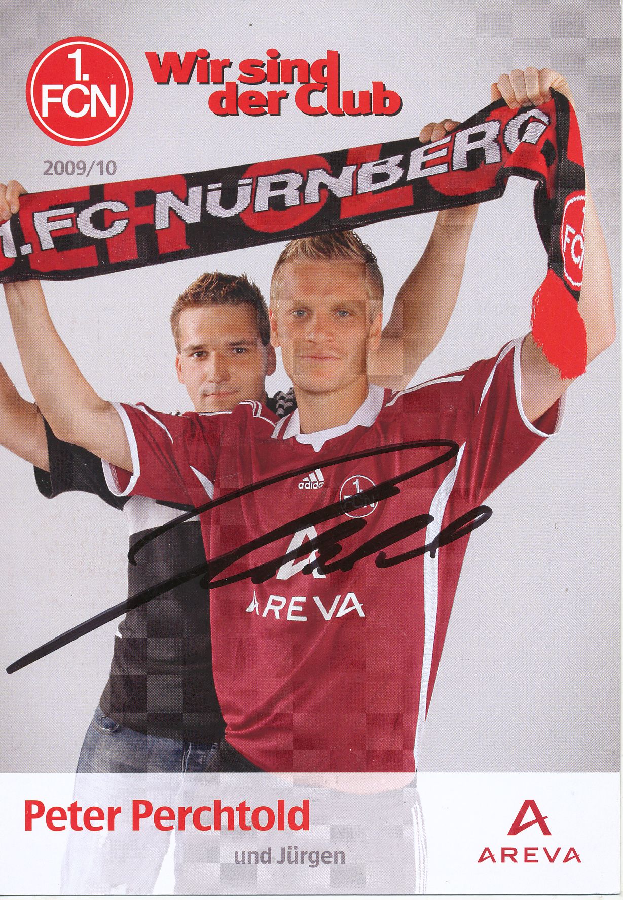 Peter Perchtold  Autogrammkarte 1 FC Nürnberg 2009-10 Original Signiert 