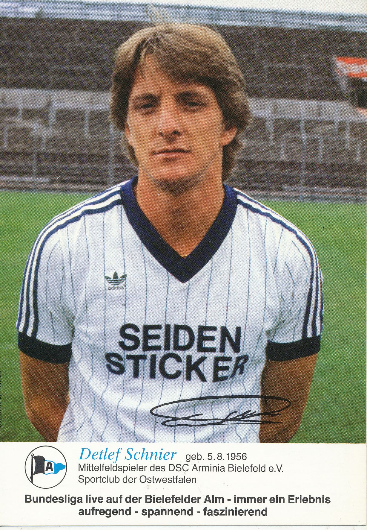 Detlef Schnier Autogrammkarte Arminia Bielefeld 1982-83 Original Signiert