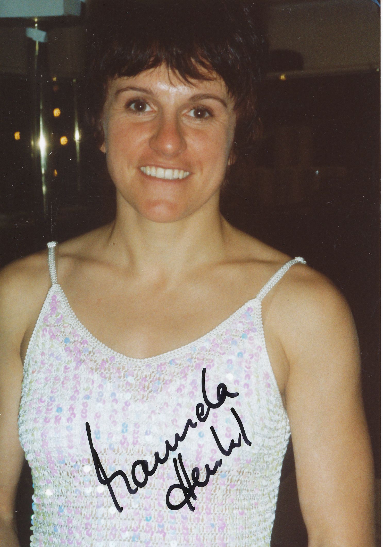 Autogramm Manuela Henkel Olympiasiegerin Ski Langlauf Schwester von Andrea # 