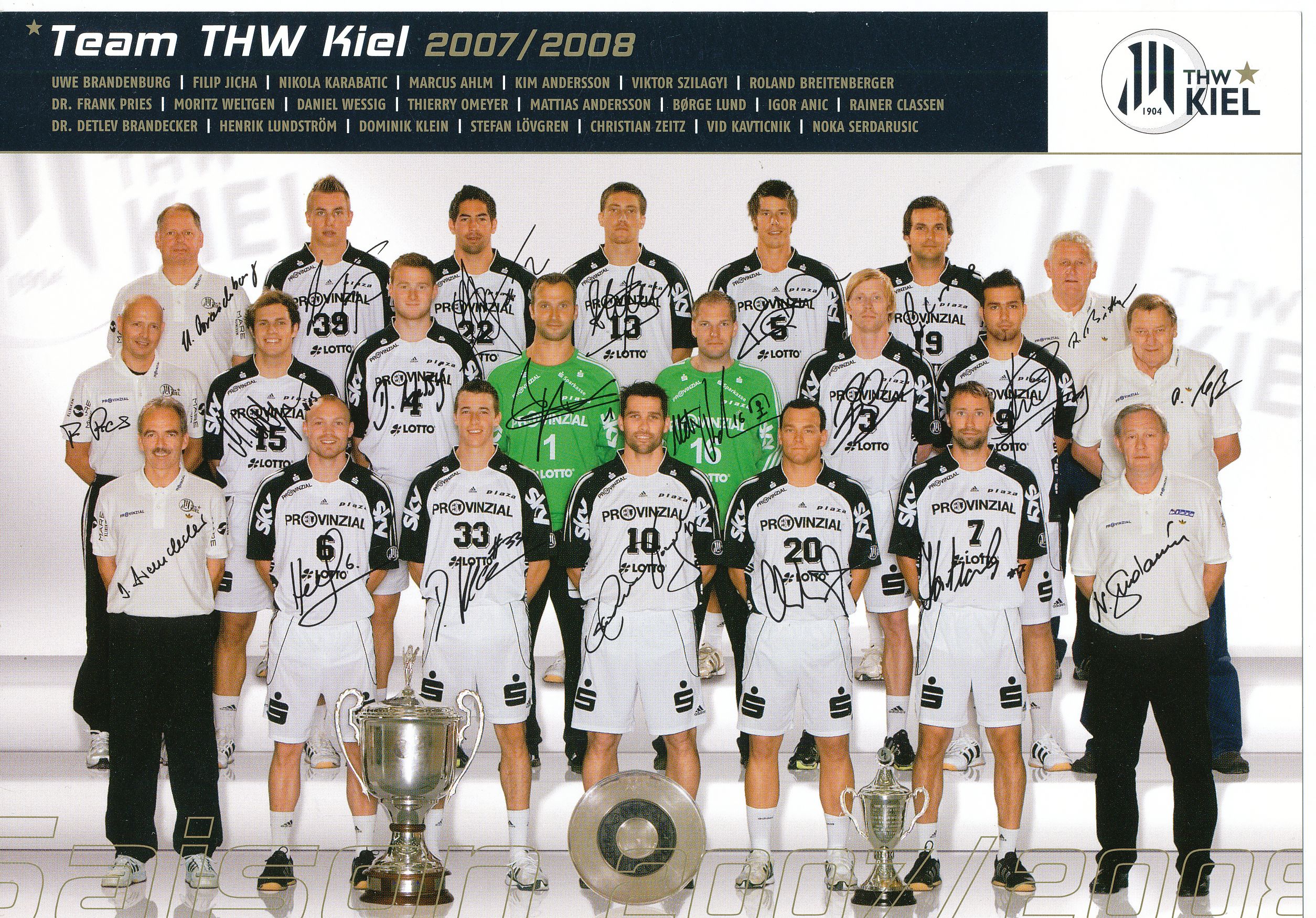 Kelocks Autogramme THW Kiel 2007/2008 Handball Mannschaftskarten Druck signiert online kaufen