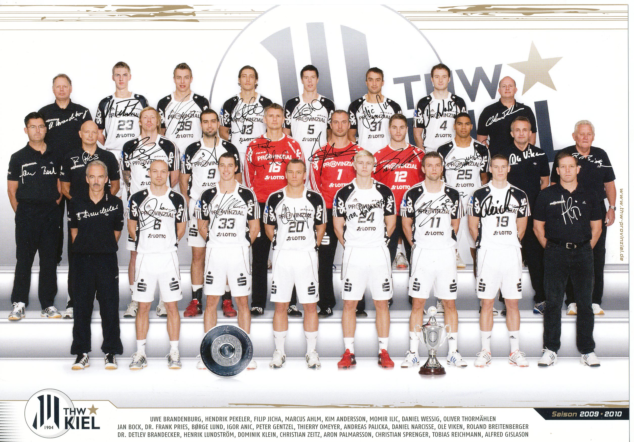 Kelocks Autogramme THW Kiel 2009/2010 Handball Mannschaftskarten Druck signiert online kaufen