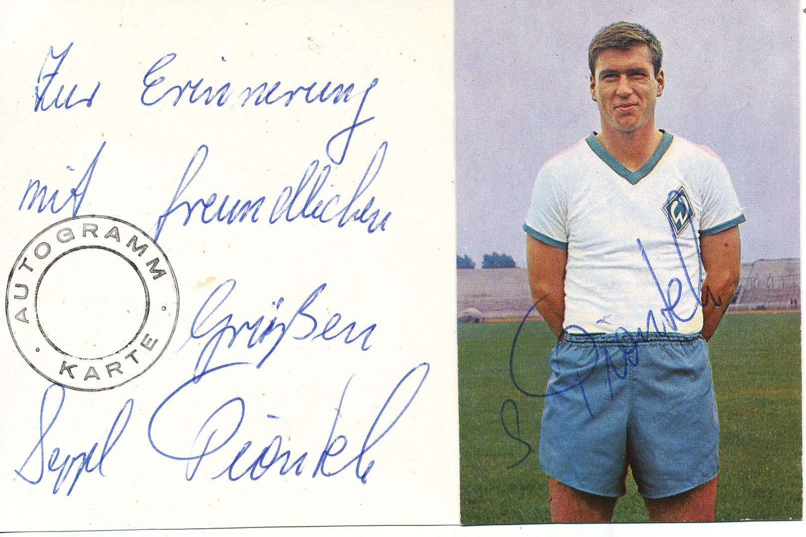 Sepp Piontek Autogrammkarte Werder Bremen Spieler 60er Jahre Original Signiert+2