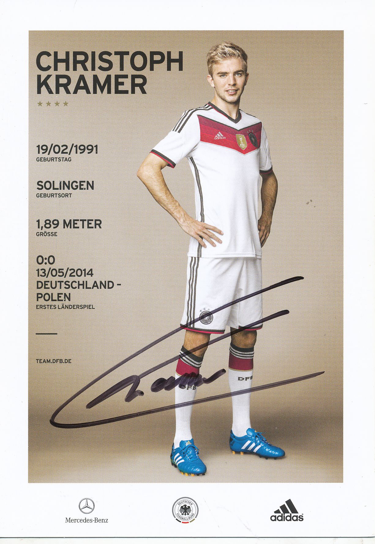 Christoph Kramer 2 AK DFB 2014 Autogrammkarte original signiert 