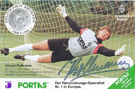 A 196486 Jürgen Rollmann Autogrammkarte Werder Bremen 1995-96 Original