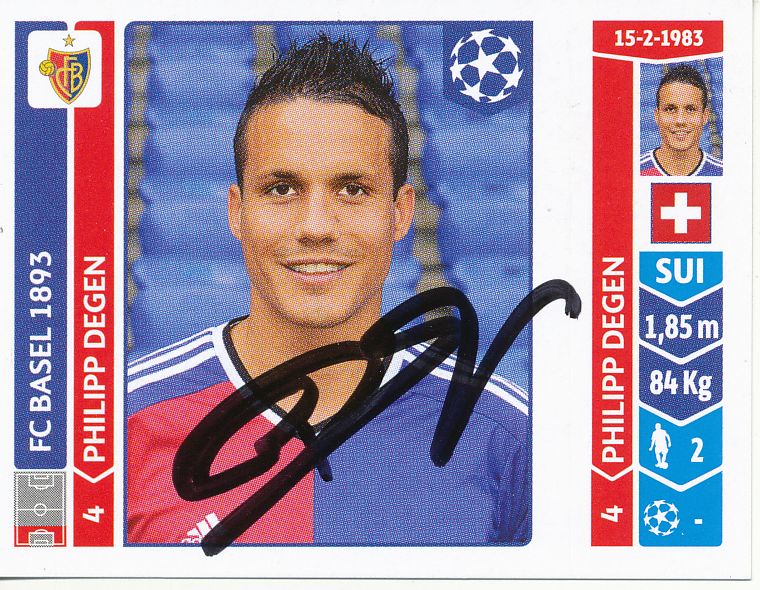 Philipp Degen   FC Basel Panini Fußball Sticker original signiert 407769 