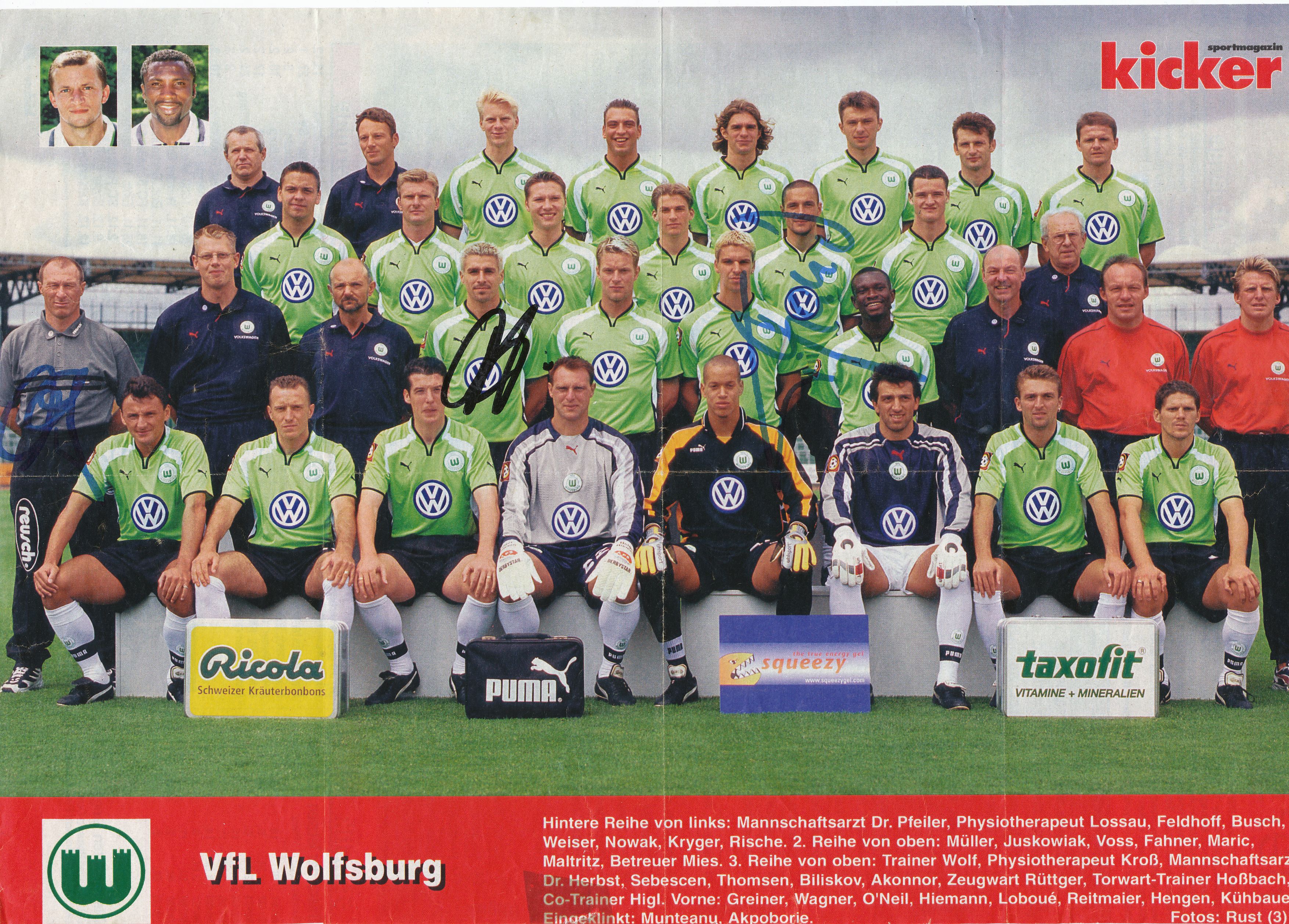 Kelocks Autogramme VFL Wolfsburg 2000/2001 Mannschaftsbild Fußball original signiert online kaufen