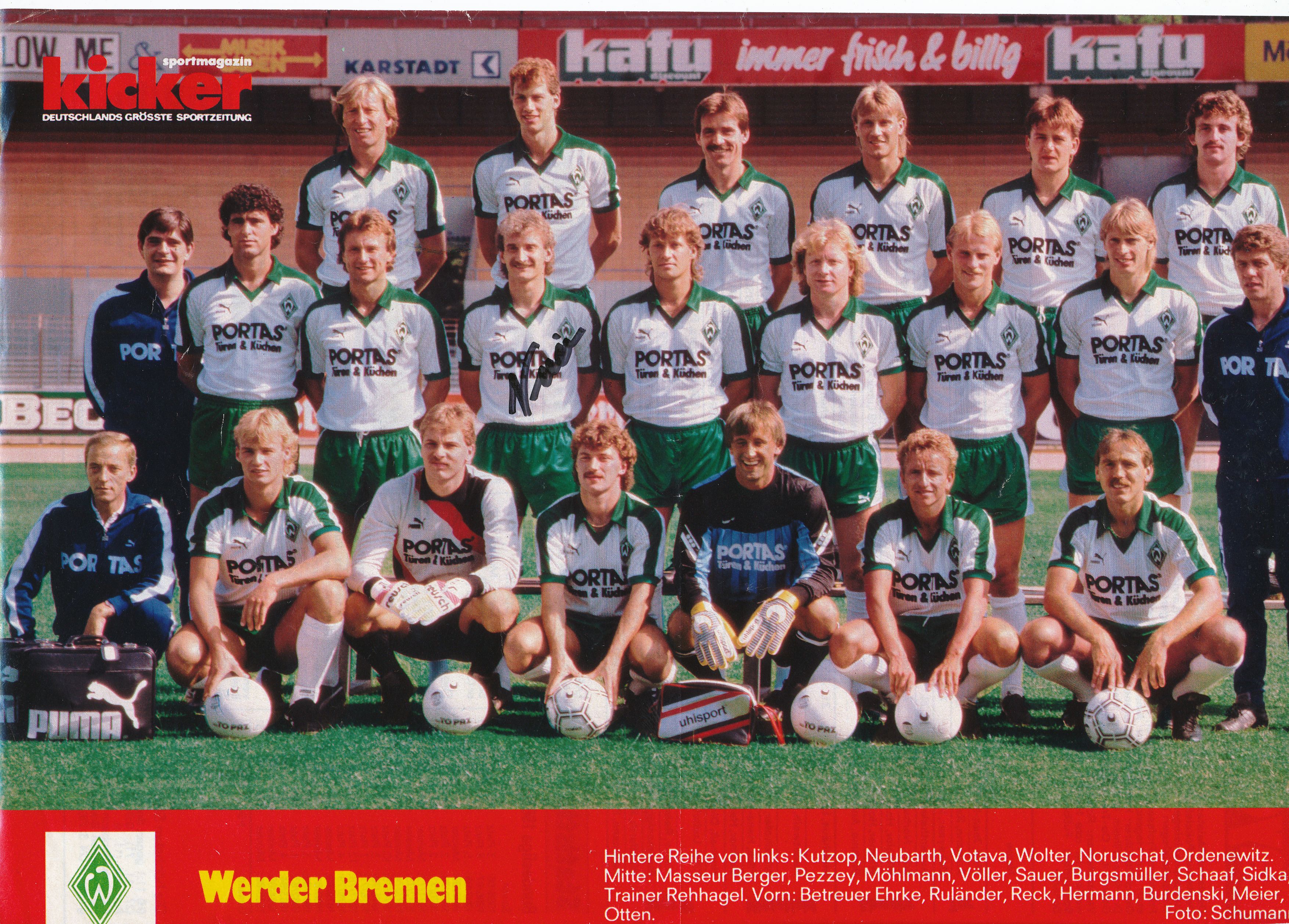 Kelocks Autogramme SV Werder Bremen 1986/1987 Mannschaftsbild Fußball original signiert online kaufen