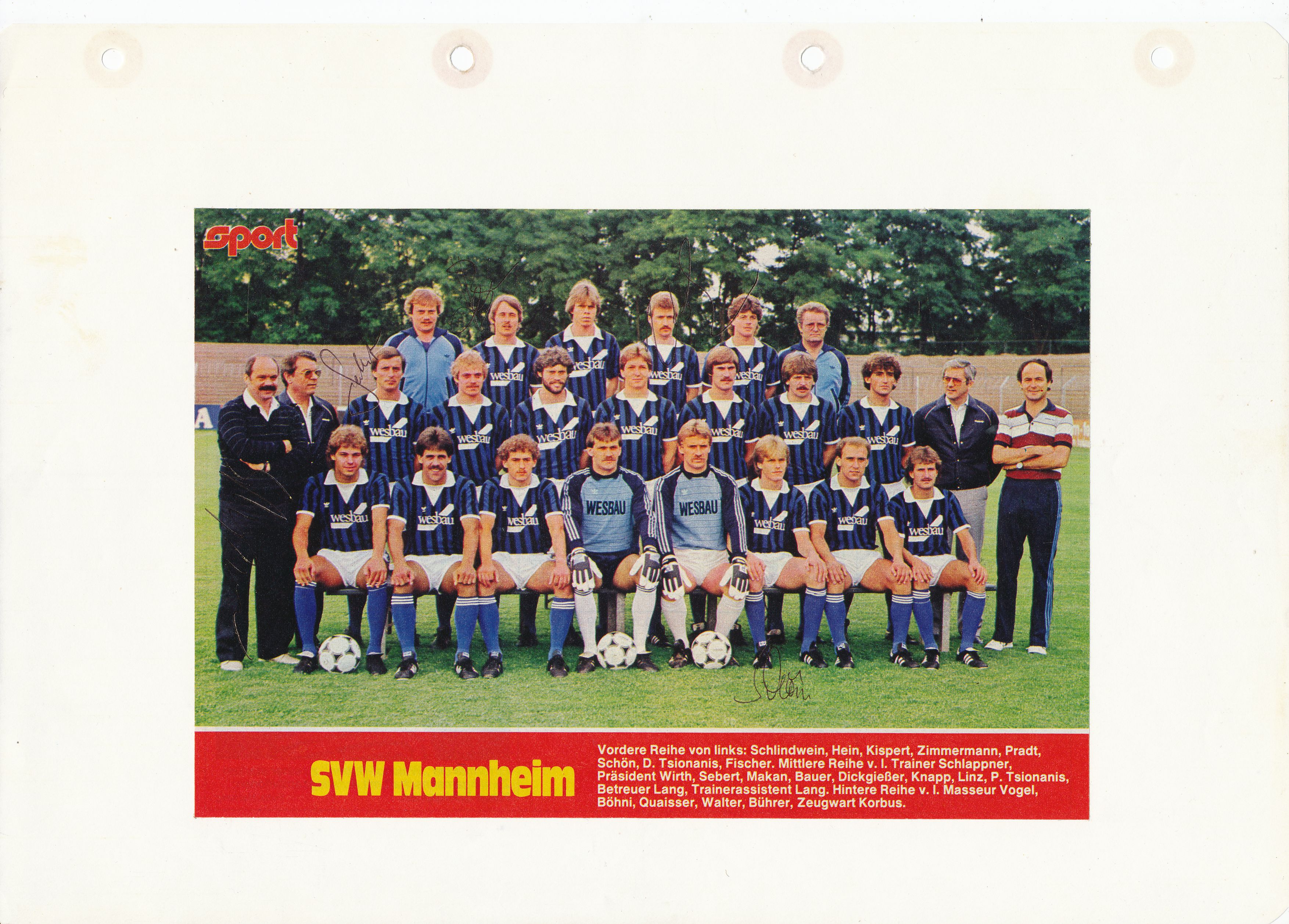 Kelocks Autogramme SV Waldhof Mannheim Mannschaftsbild Fußball original signiert online kaufen