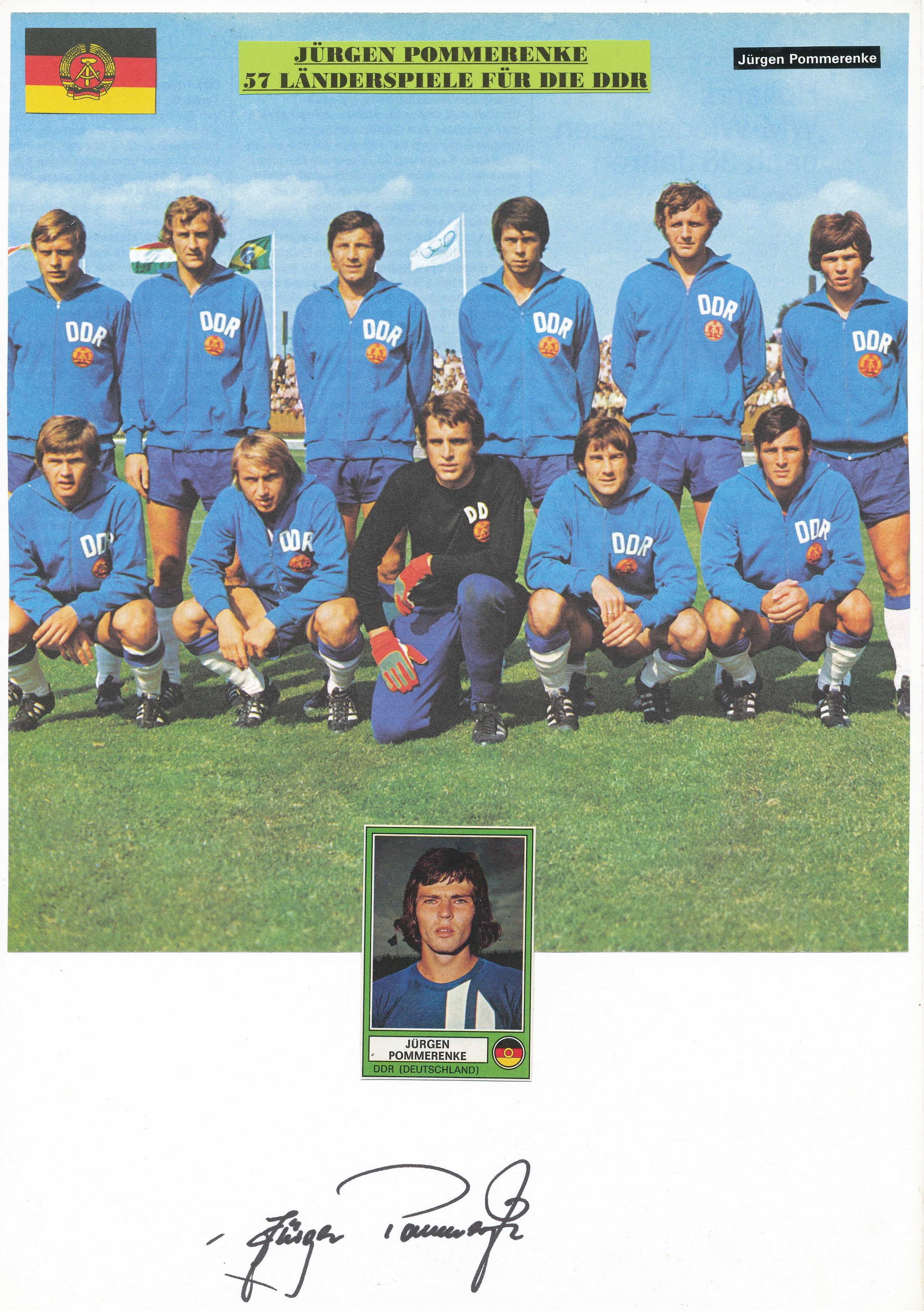 Jürgen Pommerenke Autogrammkarte DDR WM 1974 Original Signiert
