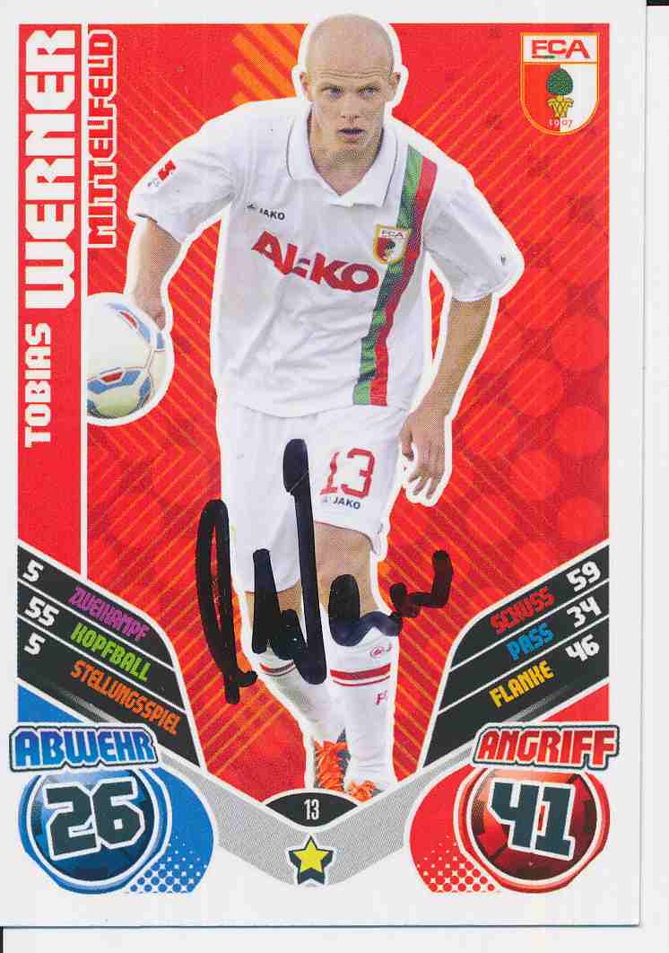 Tobias Werner Autogrammkarte FC Augsburg 2011-12 Original Signiert