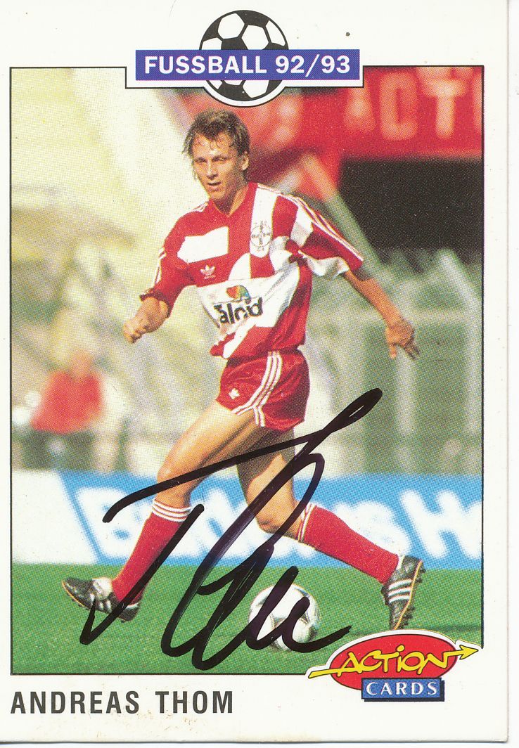 A 67948 Andreas Thom Autogrammkarte Bayer Leverkusen 1991-92 Original Signiert 