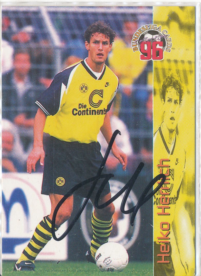 Heiko Herrlich  Borussia Dortmund Panini Card 1996-97 Original Sign A 182993 
