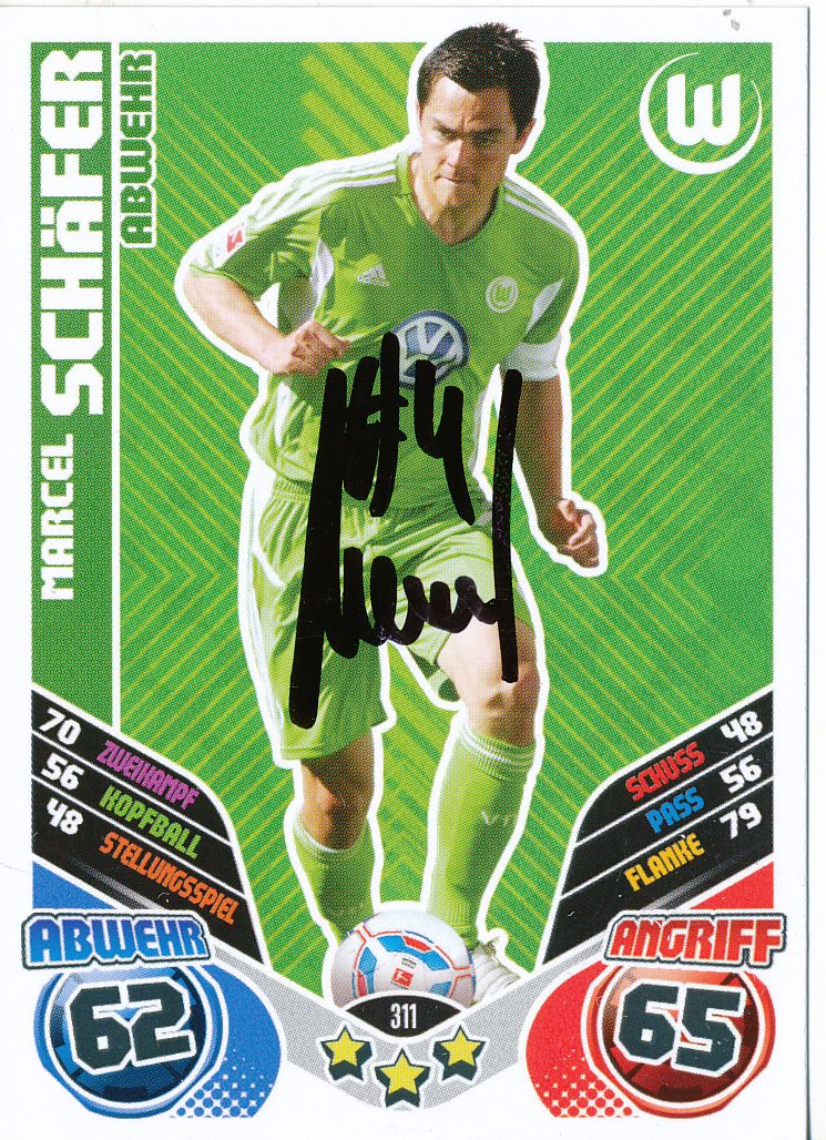 Marcel Schäfer  VFL Wolfsburg  Match Attax Card 2011/12 signiert 400855
