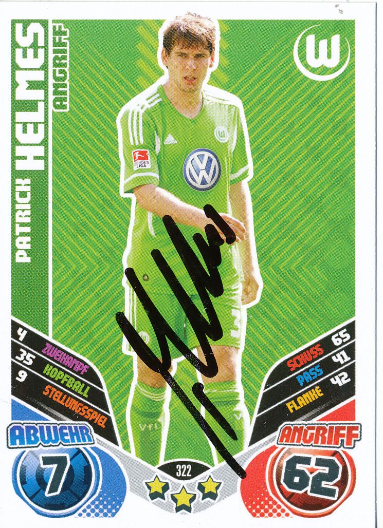 Patrick Helmes  VFL Wolfsburg  Match Attax Card 2011/12 signiert 400854