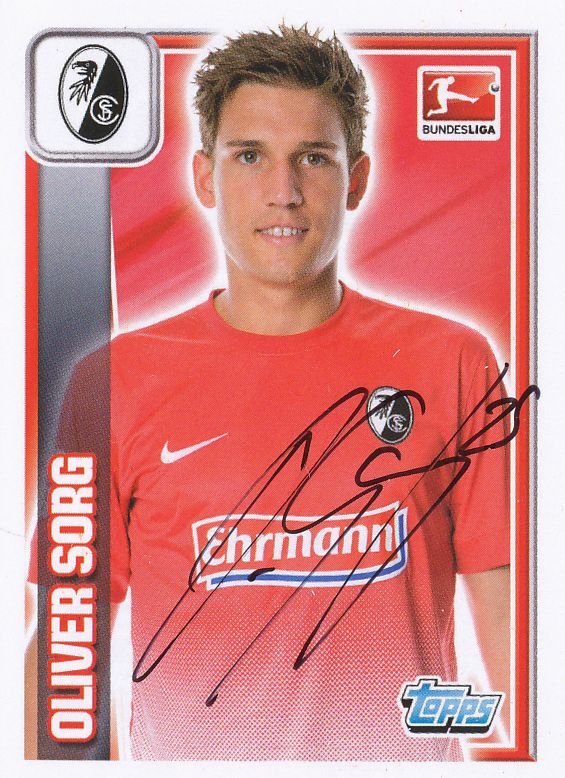 Oliver Sorg  SC Freiburg  2013/14 Topps Sticker signiert 301433 